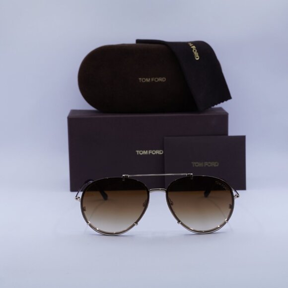 Tom Ford Dickon FT0527 28F Aviator Sunglasses - Gold/Brown - Picture 2 of 9